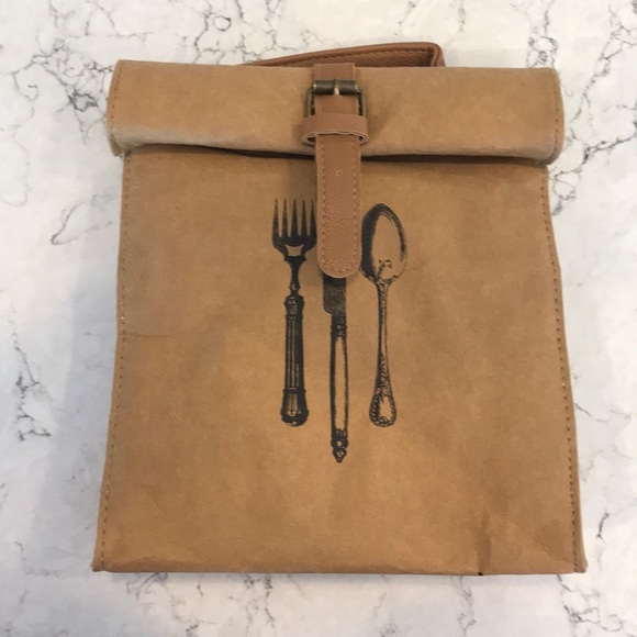 Other - Utensil Print Insulated Faux Paper Lunch Bag
